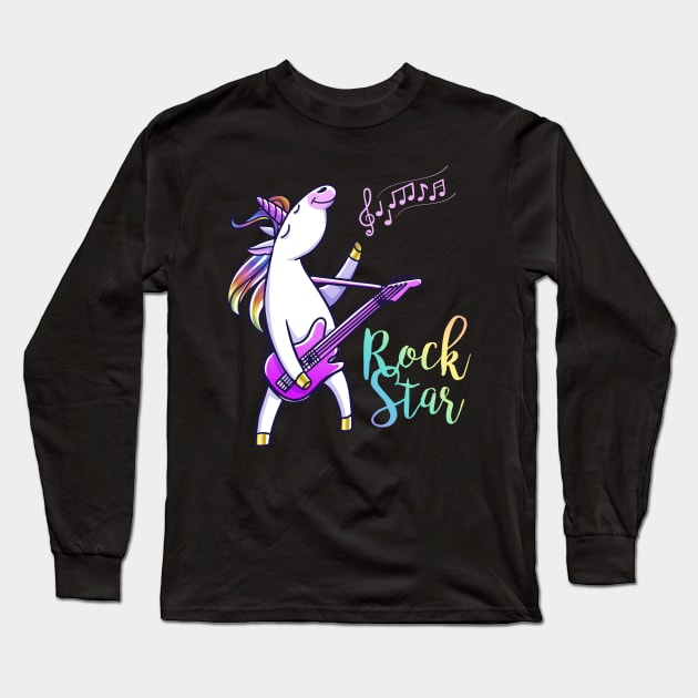 Unicorn Rock Star Long Sleeve T-Shirt by anubis1986